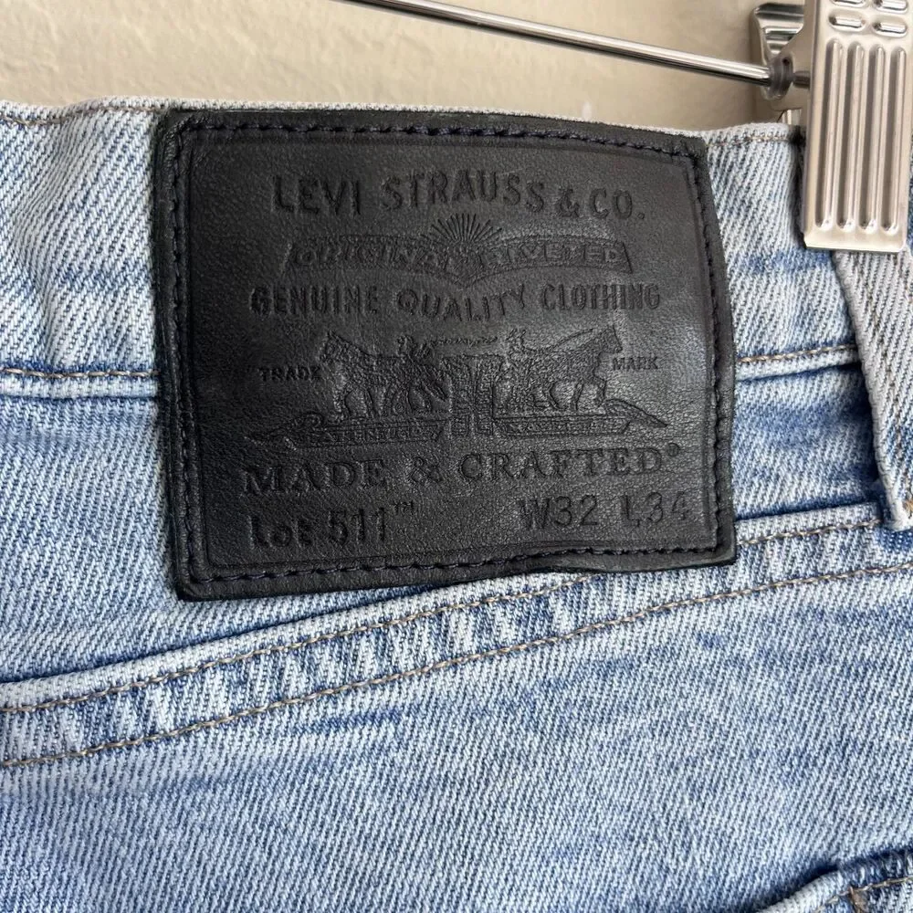 Levi’s Made & Crafted 511 Slim Jeans Men’s 32x34 Light Wash Blue Denim